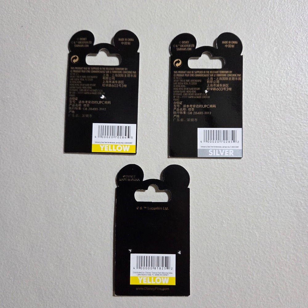 Disney Pin Backing Cards Star Wars OS Black Gold Silver 3 Pack Replacement